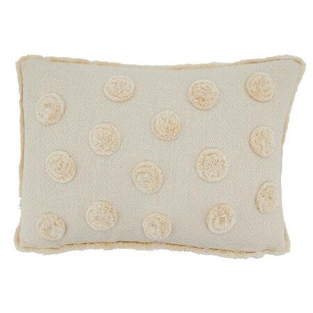 Saro Lifestyle SARO 4437.I1218BC 12 x 18 in. Oblong Pom Pom Applique Throw Pillow Cover Ivory 4437.I1218BC